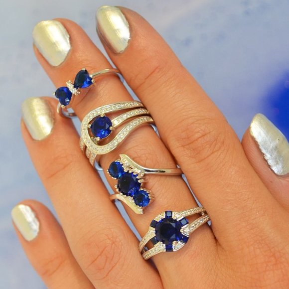 Blue Sapphire Gemstone ring, size 7, 925 Sterling Silver Charmed Aroma - Picture 5 of 9